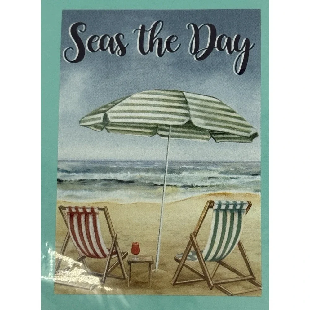 Nantucket Distributing Seas the Day Beach Garden Flag 28x40 Coastal Summer Decor
